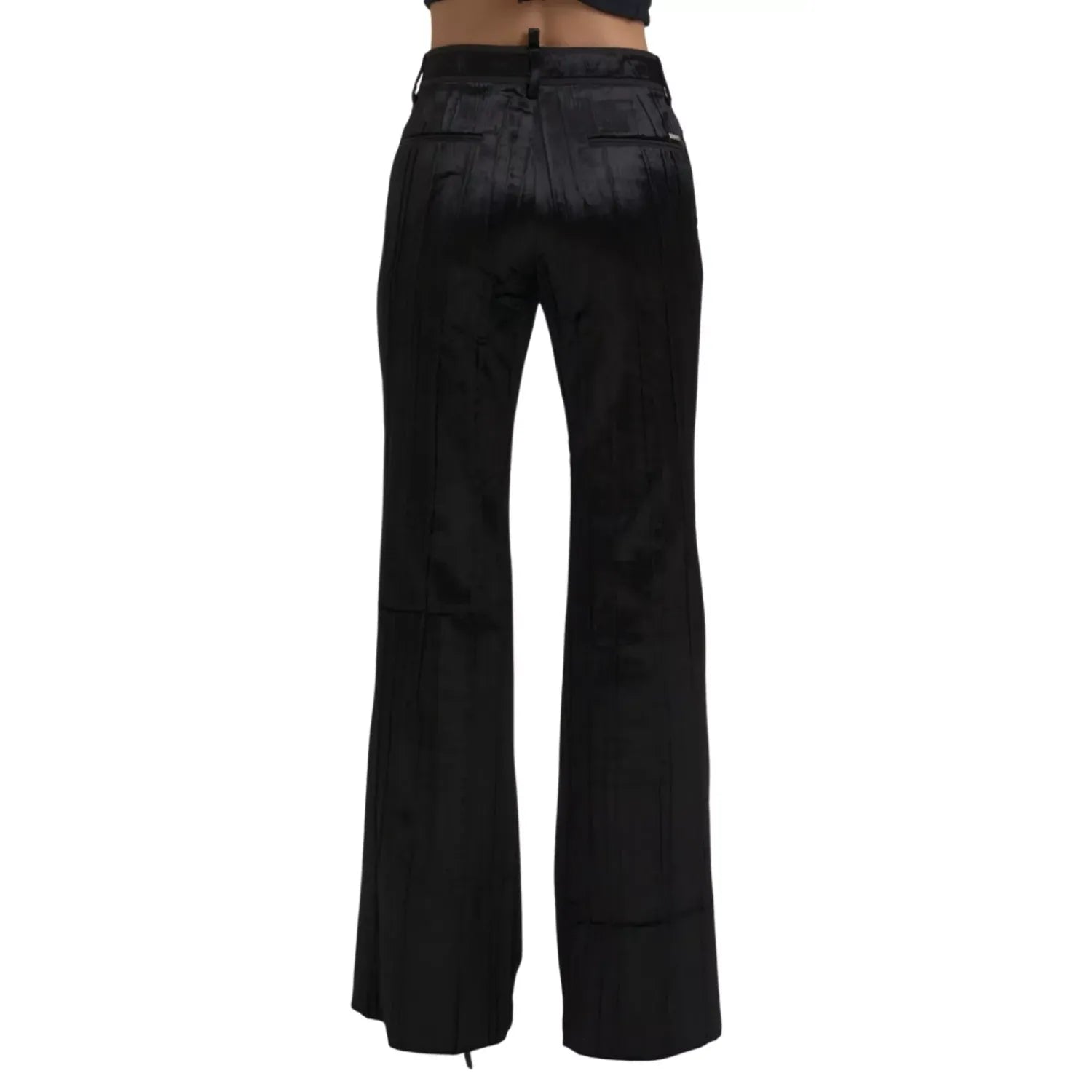 Dsquared² Black Viscose Super Flare High Waist Pants