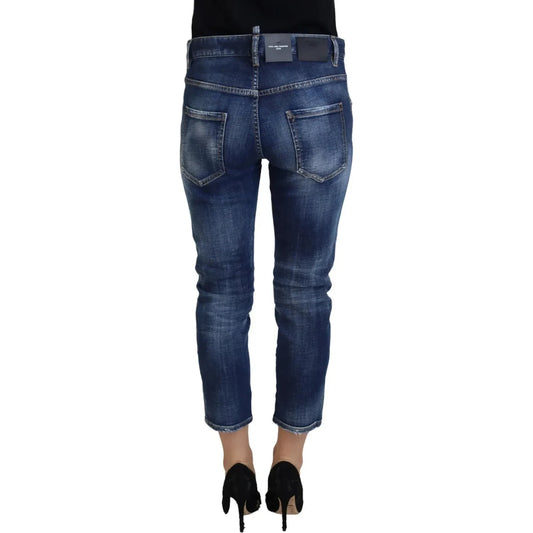 Dsquared² Blue Cotton Mid Waist Cropped Denim Jeans Cool Girl Dsquared²