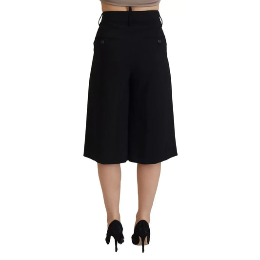 Dsquared² Black High Waist Wide Leg Cropped Trouser Pants