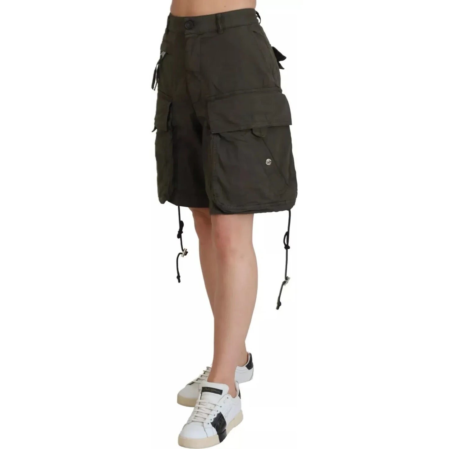 Dsquared² Green High Waist Cargo Bermuda Women Shorts Dsquared²