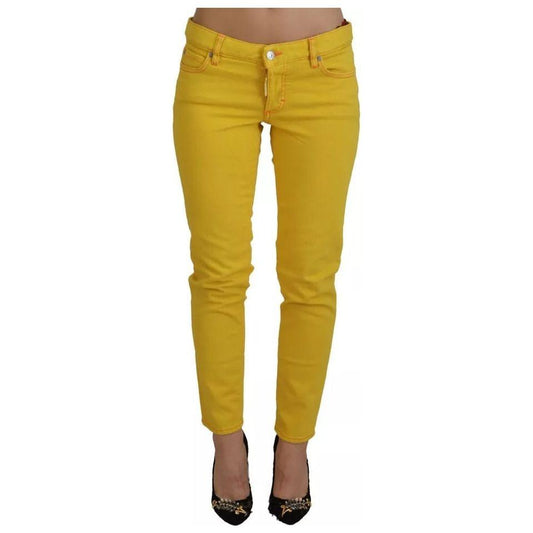 Dsquared² Yellow Cotton Low Waist Cropped Jennifer Denim Jeans Dsquared²