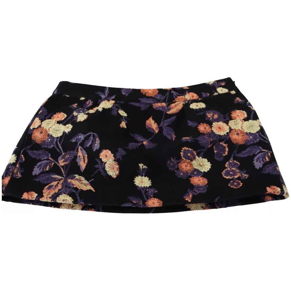 Dsquared² Black Floral Embroidery Mid Waist A-line Mini Skirt Dsquared²