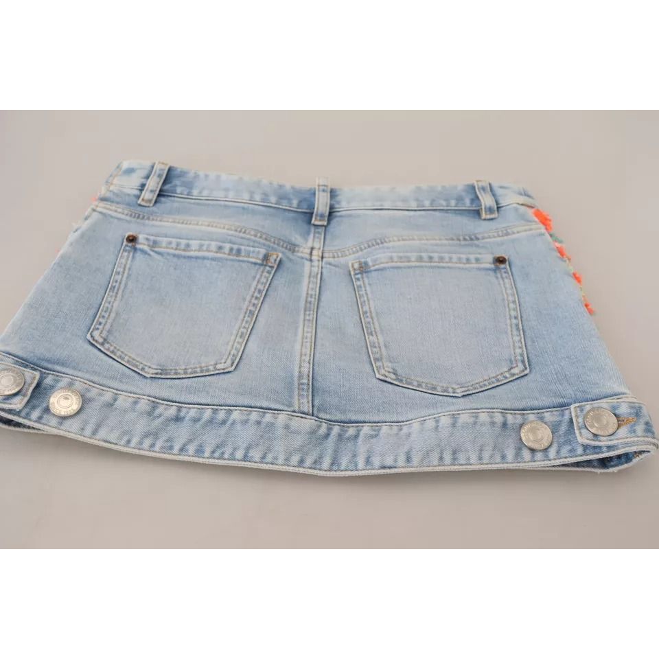 Dsquared² Multicolor Polyester Low Waist A-line Denim Skirt