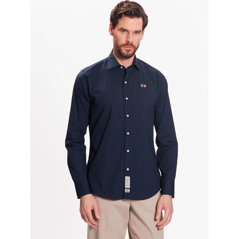 La Martina Blue Cotton Shirt La Martina