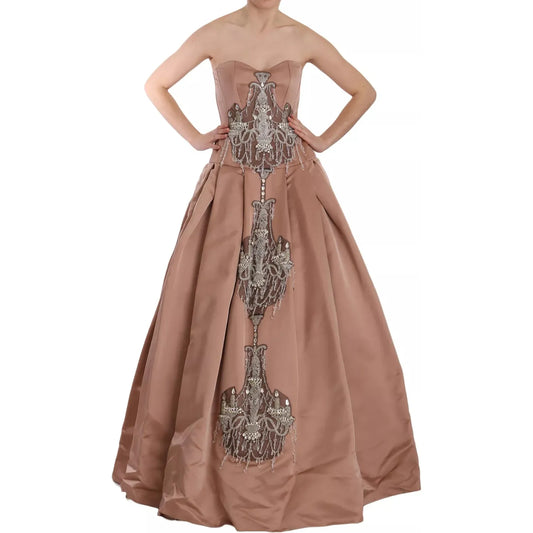 Dolce & Gabbana Crystal Pink Silk Chandelier Ball Gown Dress Dolce & Gabbana