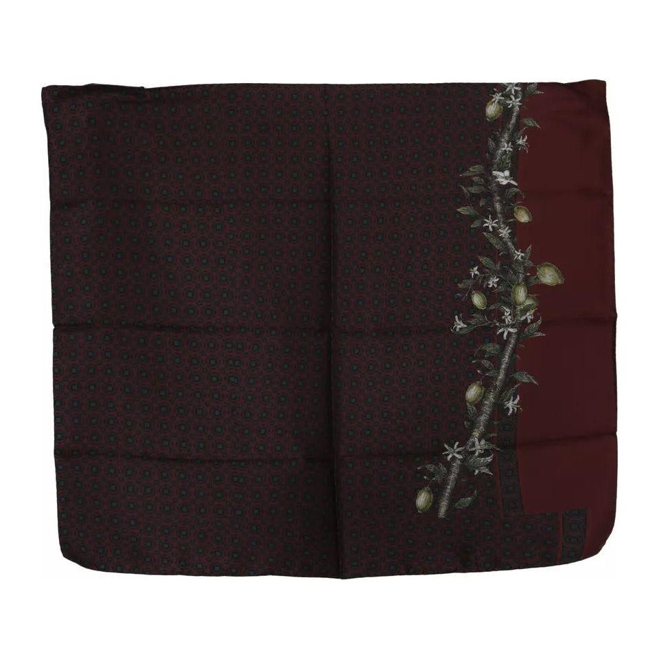 Dolce & Gabbana Bordeaux 100% Silk Floral Wrap Women Scarf Dolce & Gabbana