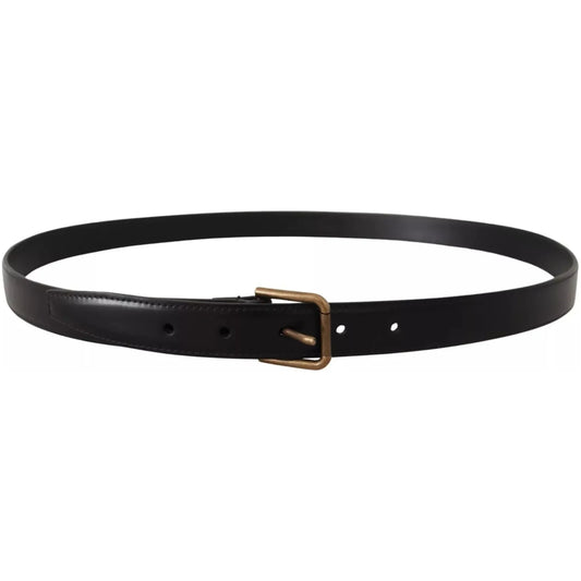 Dolce & Gabbana Black Classic Calf Leather Vintage Metal Buckle Belt Dolce & Gabbana