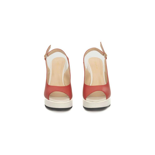 Cerruti 1881 Red Calf Leather Women Sandal Cerruti 1881