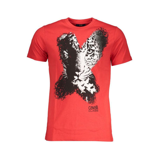 Cavalli Class Red Cotton T-Shirt Cavalli Class