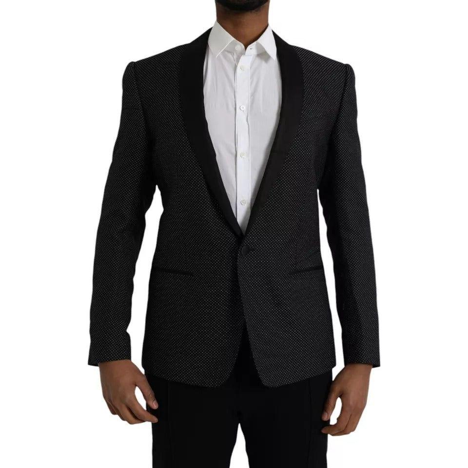 Dolce & Gabbana Black Jacquard MARTINI Single Breasted Coat Blazer Dolce & Gabbana