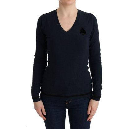 Costume National Blue V-neck Viscose Sweater 1728,2% Polyester,3% Elastan,67345645728,Blue,Clothing,Costume National,Material: 95% Viscose,New with tags,S,Sweaters - Clothing,Sweaters - Women - Clothing,Sweatshirts - Sweaters - Clothing,Women,Women - Clot