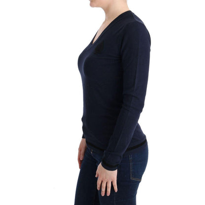 Costume National Blue V-neck Viscose Sweater 1728,2% Polyester,3% Elastan,67345645728,Blue,Clothing,Costume National,Material: 95% Viscose,New with tags,S,Sweaters - Clothing,Sweaters - Women - Clothing,Sweatshirts - Sweaters - Clothing,Women,Women - Clot