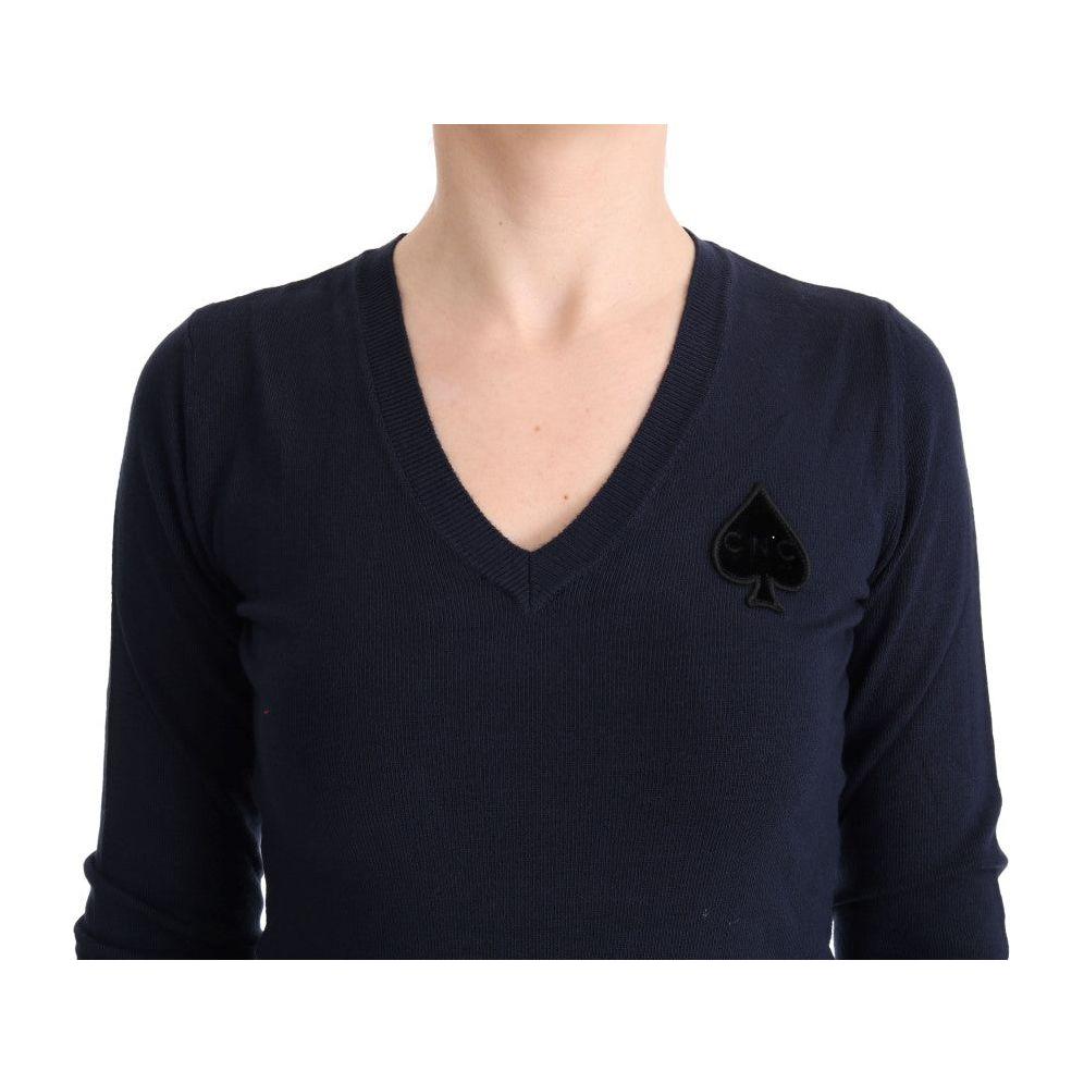 Costume National Blue V-neck Viscose Sweater 1728,2% Polyester,3% Elastan,67345645728,Blue,Clothing,Costume National,Material: 95% Viscose,New with tags,S,Sweaters - Clothing,Sweaters - Women - Clothing,Sweatshirts - Sweaters - Clothing,Women,Women - Clot