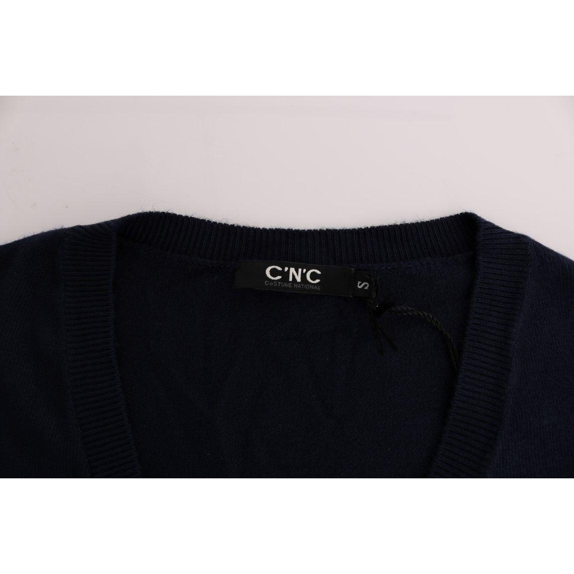 Costume National Blue V-neck Viscose Sweater 1728,2% Polyester,3% Elastan,67345645728,Blue,Clothing,Costume National,Material: 95% Viscose,New with tags,S,Sweaters - Clothing,Sweaters - Women - Clothing,Sweatshirts - Sweaters - Clothing,Women,Women - Clot