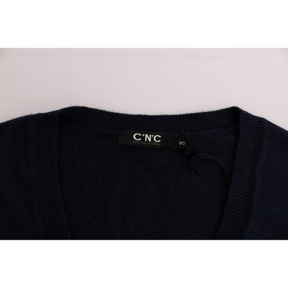 Costume National Blue V-neck Viscose Sweater 1728,2% Polyester,3% Elastan,67345645728,Blue,Clothing,Costume National,Material: 95% Viscose,New with tags,S,Sweaters - Clothing,Sweaters - Women - Clothing,Sweatshirts - Sweaters - Clothing,Women,Women - Clot