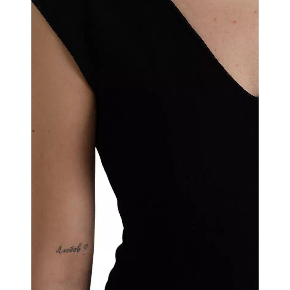 Dolce & Gabbana Black Viscose Sleeveless Bodycon Midi Dress Dolce & Gabbana