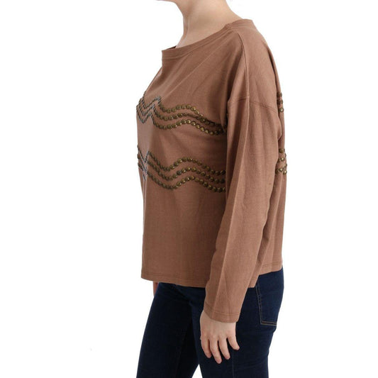 John Galliano Chic Brown Crewneck Cotton Sweater John Galliano