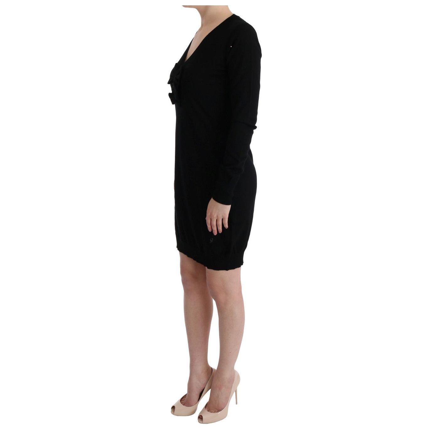 MARGHI LO' Elegant Black Wool Shift Dress MARGHI LO'