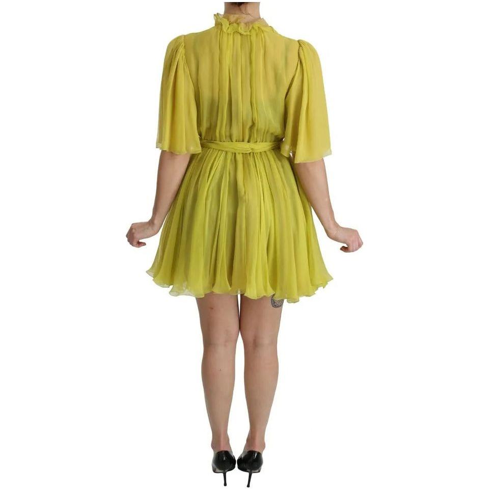 Dolce & Gabbana Yellow Shift A-line Silk Gown Dress Dolce & Gabbana