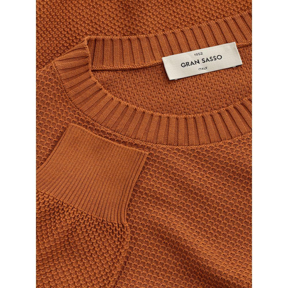 Gran Sasso Elegant Cotton Crewneck Sweater in Rich Brown Gran Sasso