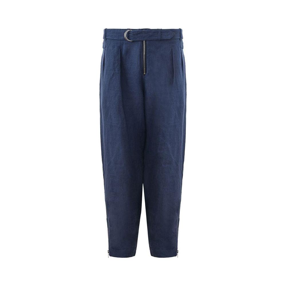 Emporio Armani Elegant Linen Blue Trousers for Men Emporio Armani