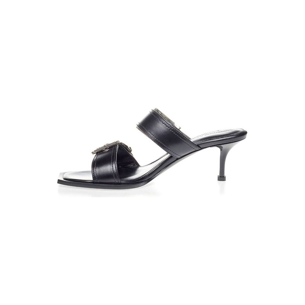 Alexander McQueen Elevate Your Steps in Timeless Black Leather Sandals Alexander McQueen