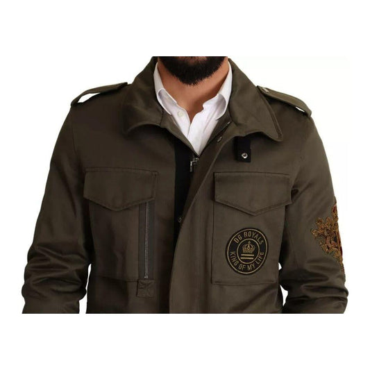 Dolce & Gabbana Green Cotton DG Love Blouson Coat Jacket Dolce & Gabbana