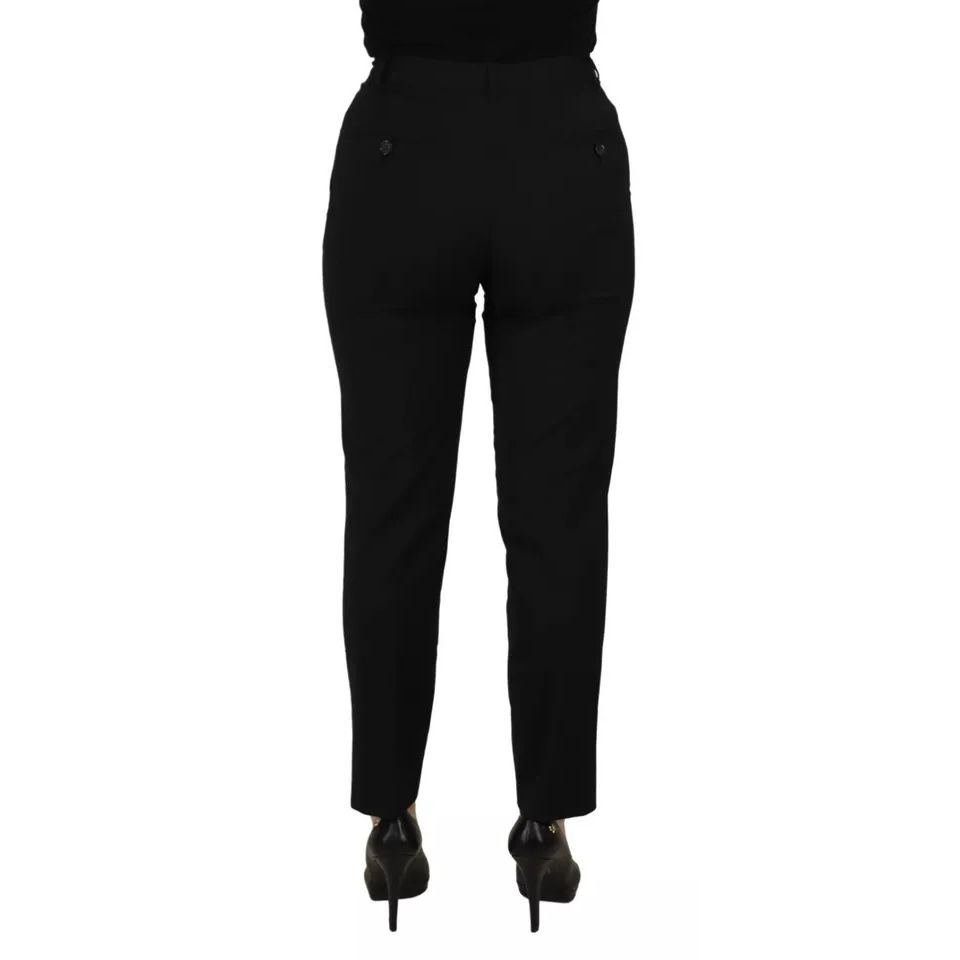 Dolce & Gabbana Black High Waist Tapered Trouser Pants