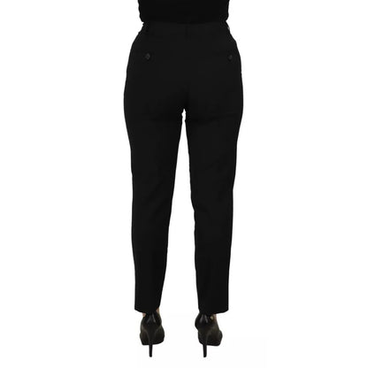 Dolce & Gabbana Black High Waist Tapered Trouser Pants