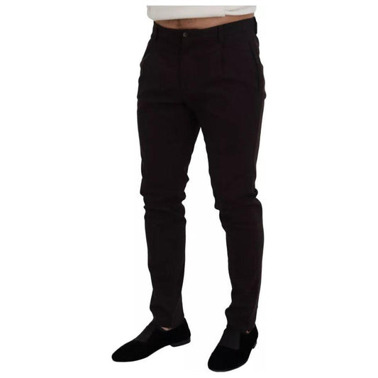 Dolce & Gabbana Brown Skinny Men Cotton Stretch Pants Dolce & Gabbana