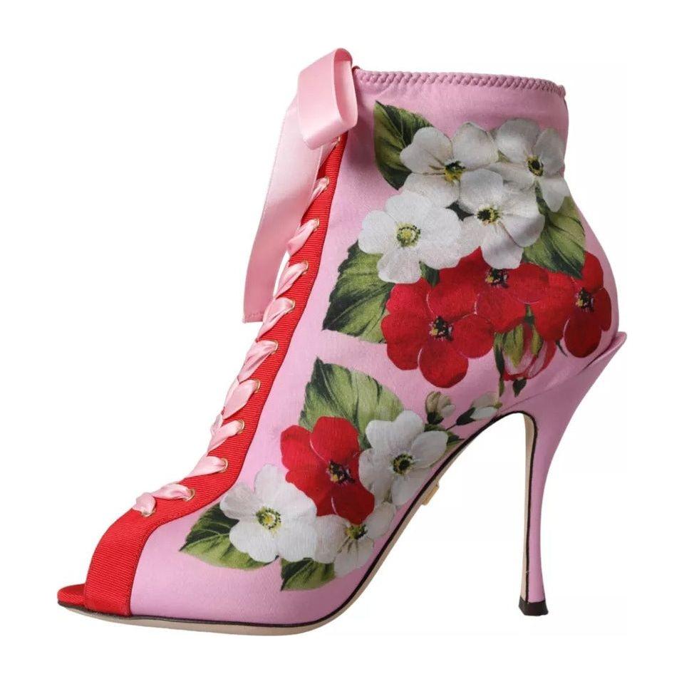 Dolce & Gabbana Multicolor Jersey Stretch Boots Open Toes Heels Shoes Dolce & Gabbana