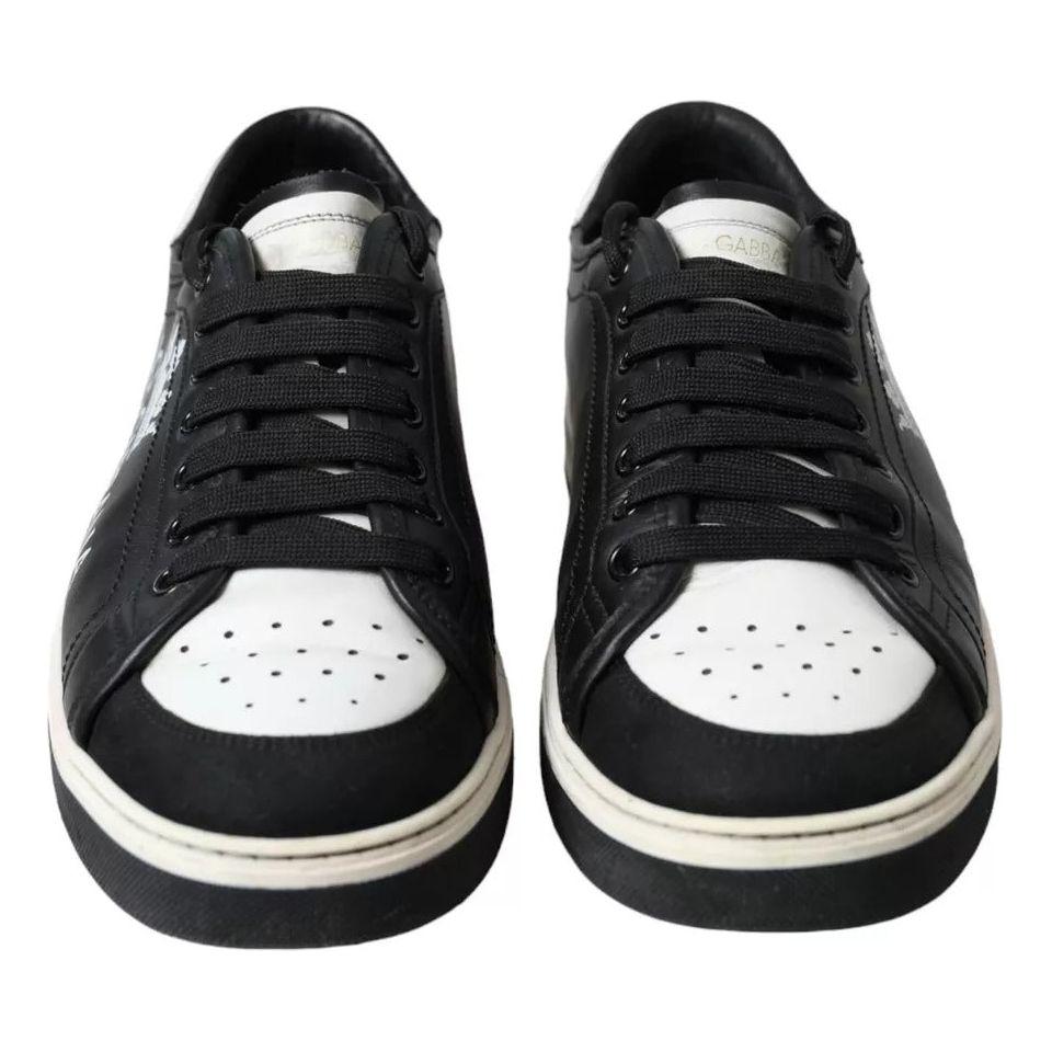 Dolce & Gabbana Black Leather Crown Milano Men Sneakers Shoes Dolce & Gabbana