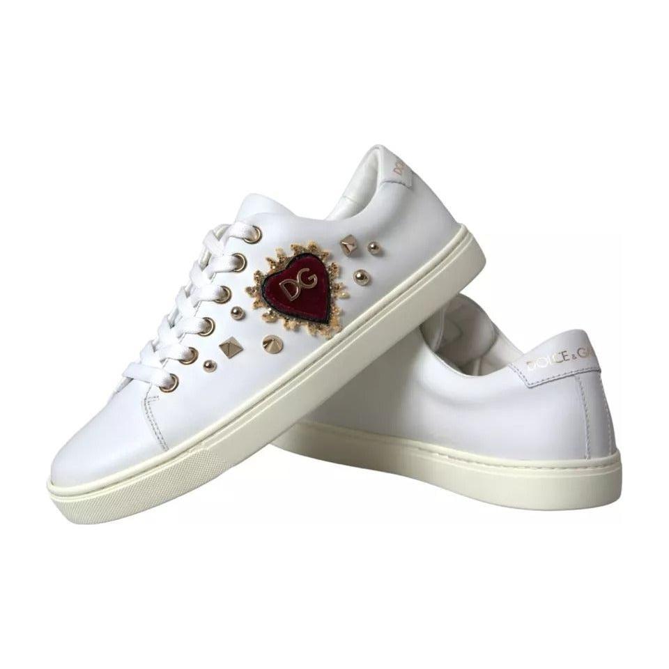 Dolce & Gabbana White Portofino Sacred Heart Sneakers Women Shoes Dolce & Gabbana