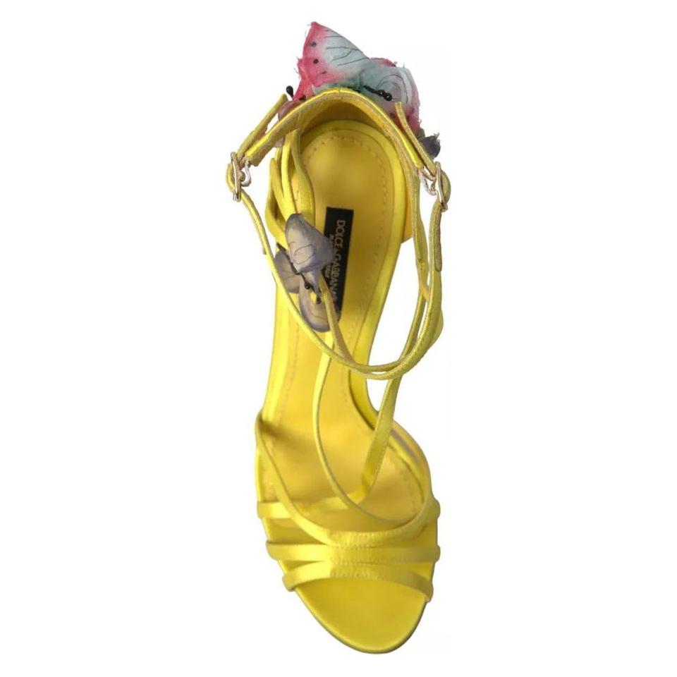 Dolce & Gabbana Yellow Butterfly Applique Sandals Shoes Dolce & Gabbana