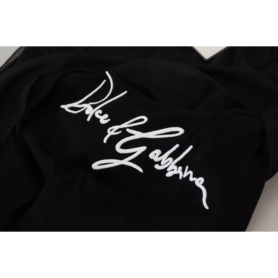 Dolce & Gabbana Black Polyester Logo Men Pullover Sweater Dolce & Gabbana