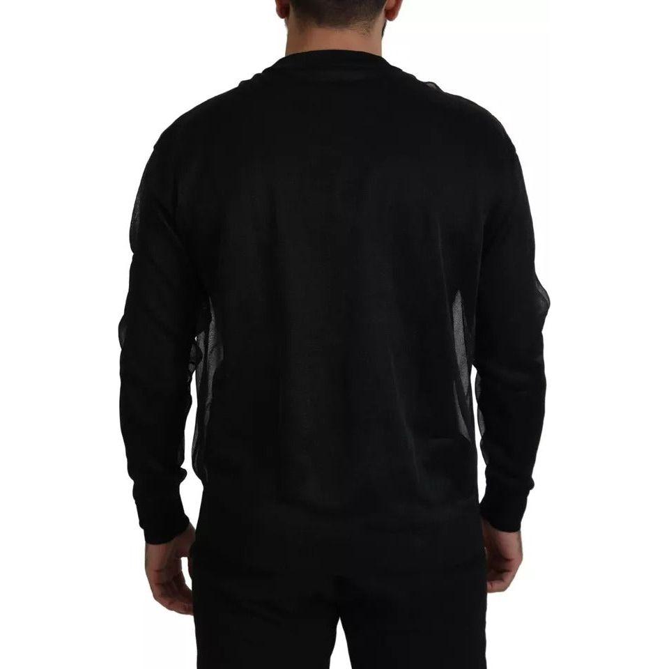 Dolce & Gabbana Black Polyester Logo Men Pullover Sweater Dolce & Gabbana