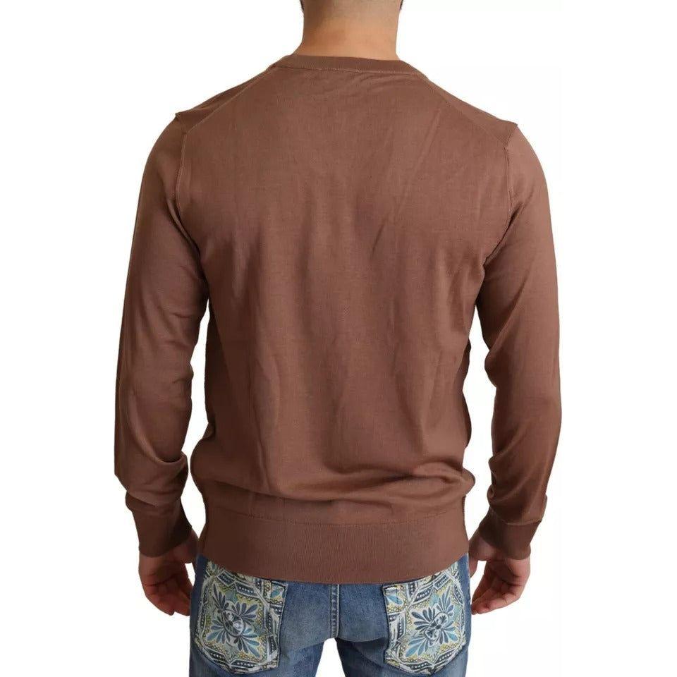 Dolce & Gabbana Brown Silk Cashmere Pullover Sweater Dolce & Gabbana