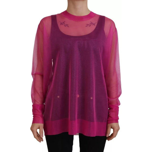 Dolce & Gabbana Fuchsia Polyester Crewneck Pullover Sweater Dolce & Gabbana