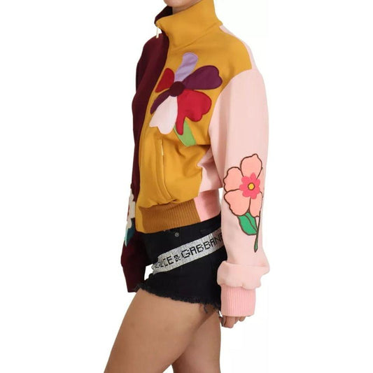 Dolce & Gabbana Multicolor Floral Viscose Full Zip Sweater Dolce & Gabbana