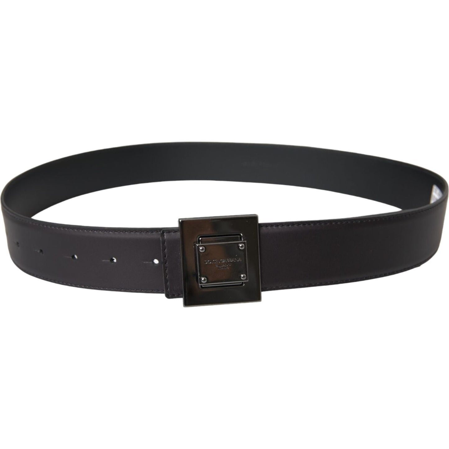 Dolce & Gabbana Black Calf Leather Square Metal Buckle Belt Dolce & Gabbana