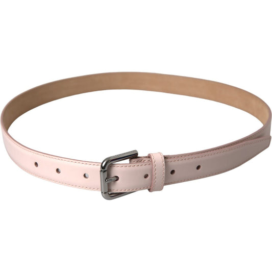 Dolce & Gabbana Light Pink Leather Silver Metal Buckle Belt Dolce & Gabbana