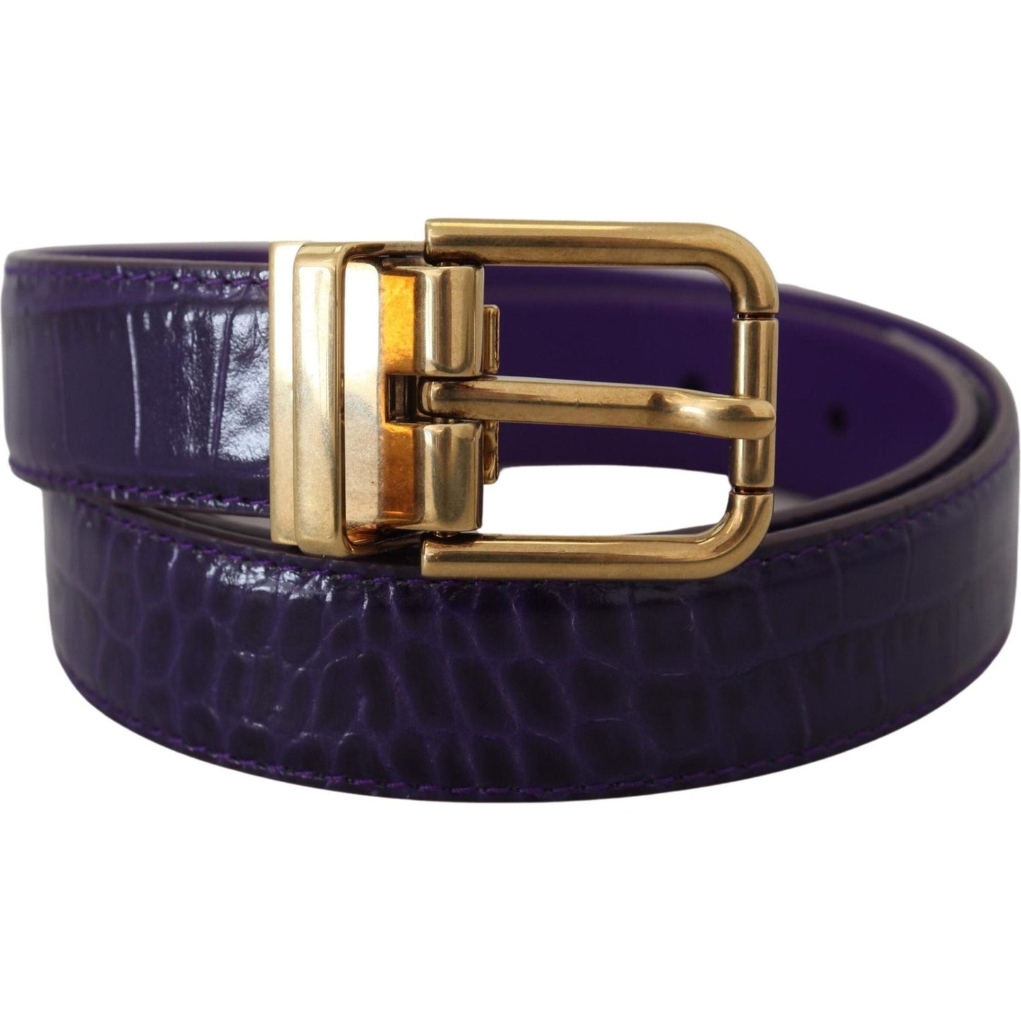 Dolce & Gabbana Purple Exotic Leather Gold Metal Buckle Belt Dolce & Gabbana