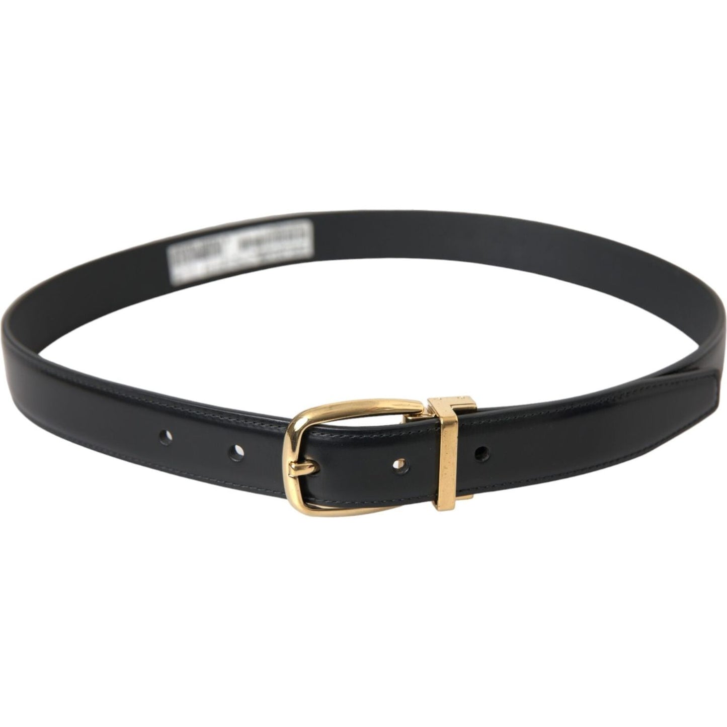 Dolce & Gabbana Black Calf Leather Gold Metal Buckle Belt Dolce & Gabbana