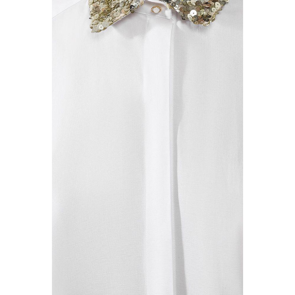 Dolce & Gabbana White Cotton Women Shirt with Sequin Accents Dolce & Gabbana