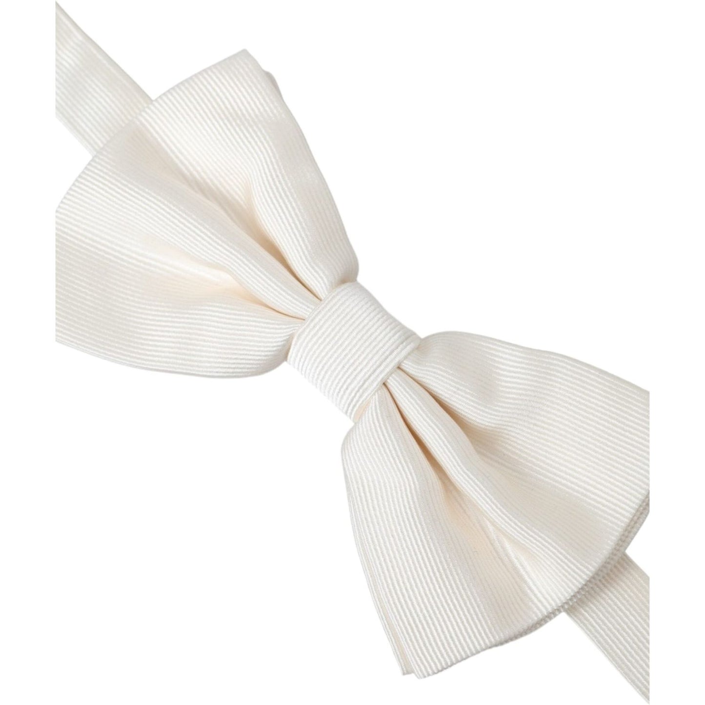 Dolce & Gabbana Off White Silk Adjustable Neck Men Bow Tie Dolce & Gabbana