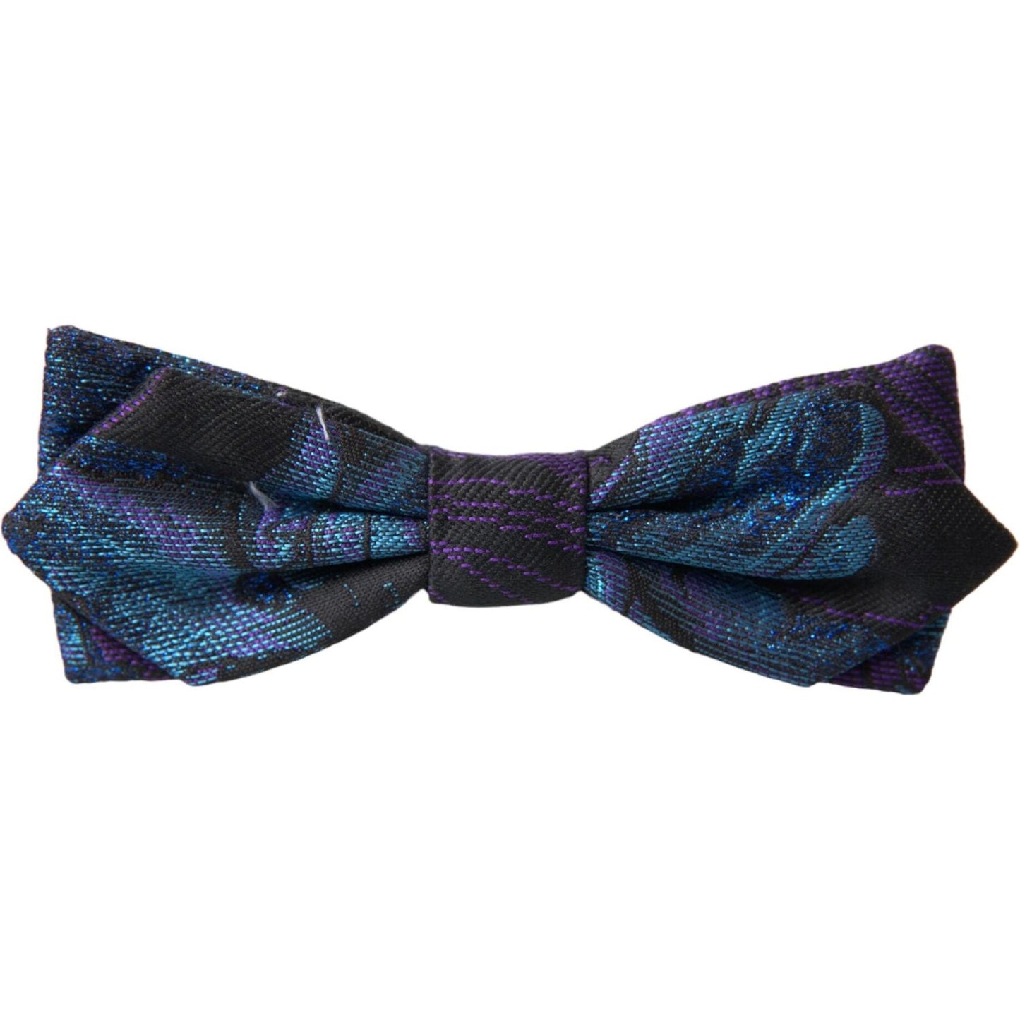 Dolce & Gabbana Black Blue Brocade Adjustable Neck Men Bow Tie Dolce & Gabbana