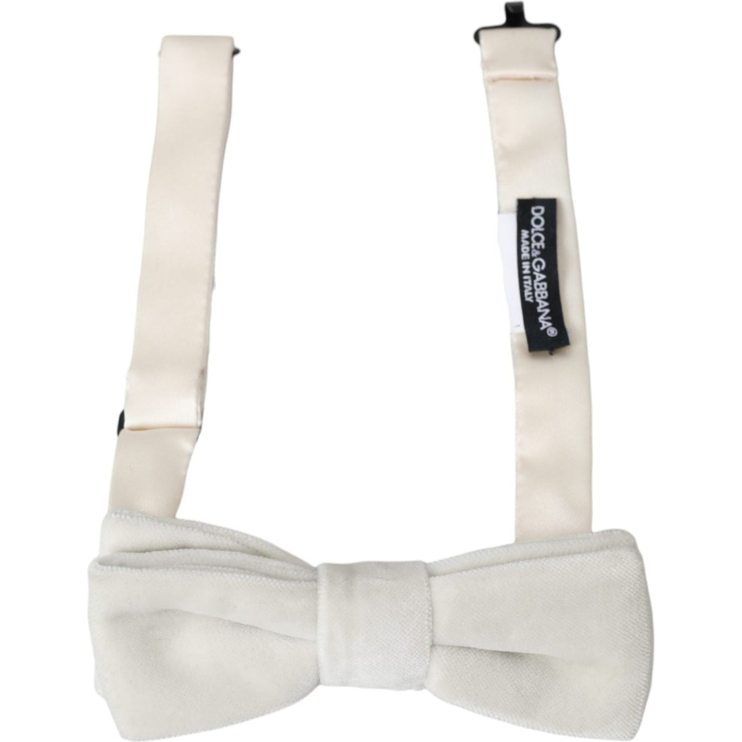 Dolce & Gabbana White Suede Cotton Adjustable Neck Men Bow Tie Dolce & Gabbana