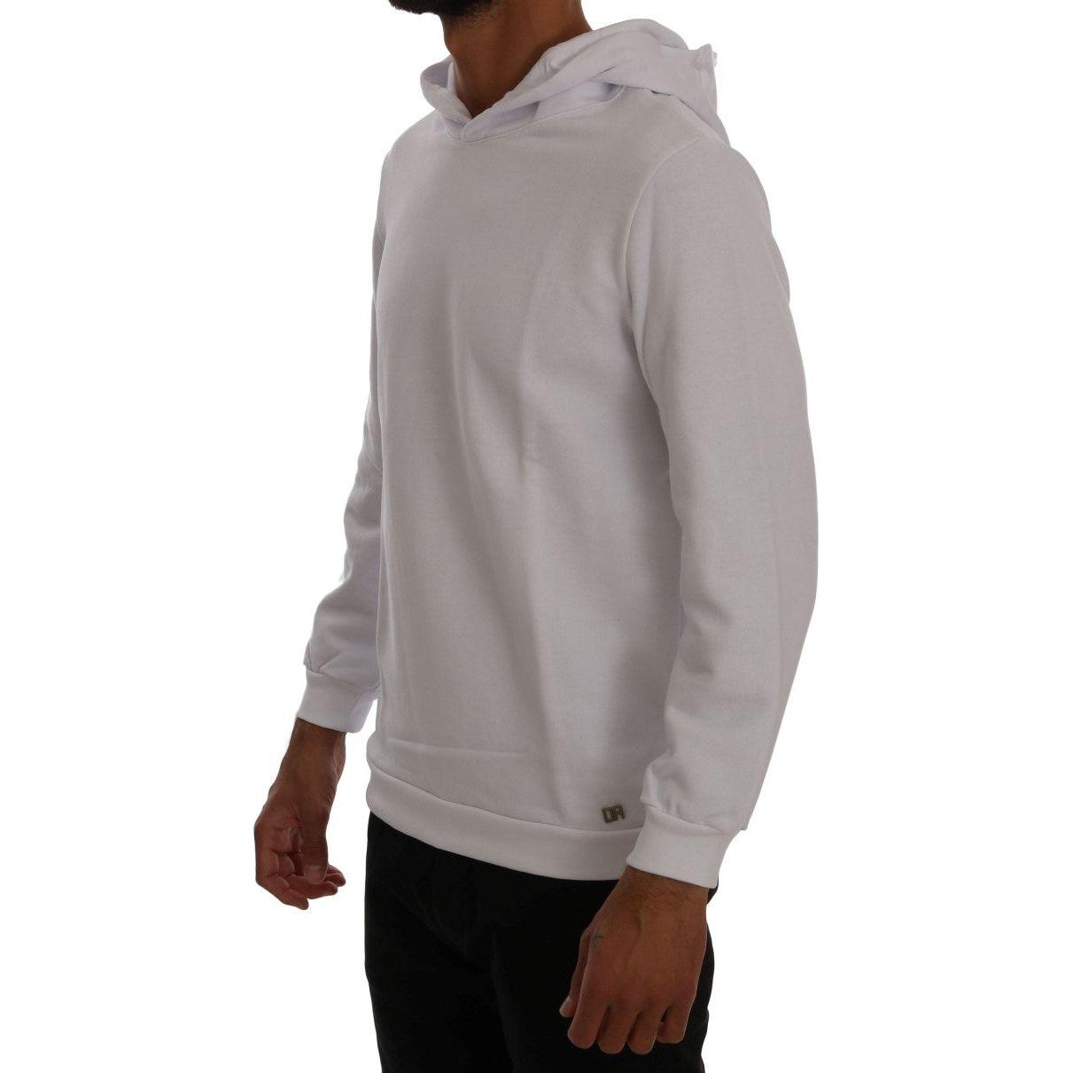 Daniele Alessandrini White Pullover Hodded Cotton Sweater
