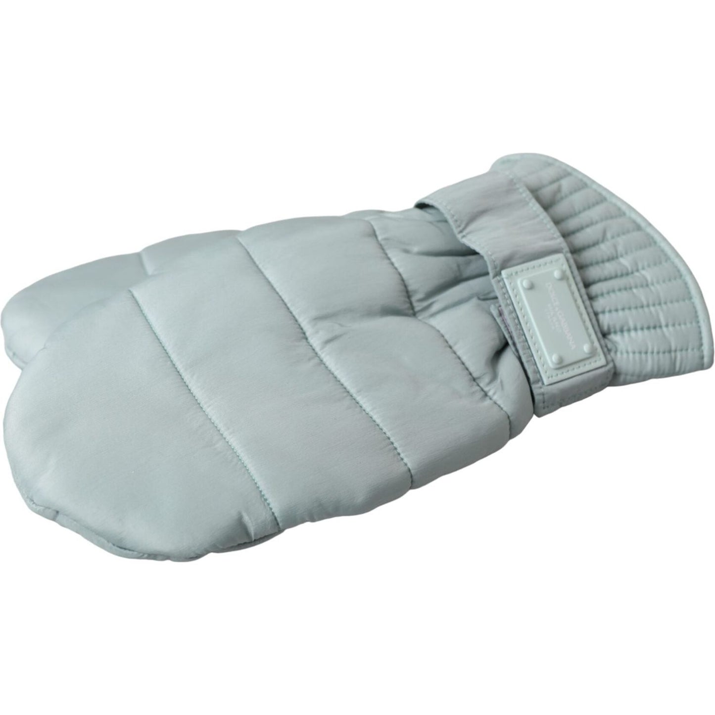 Dolce & Gabbana Green Quilted Nylon Wrist Length Mitten Gloves Dolce & Gabbana