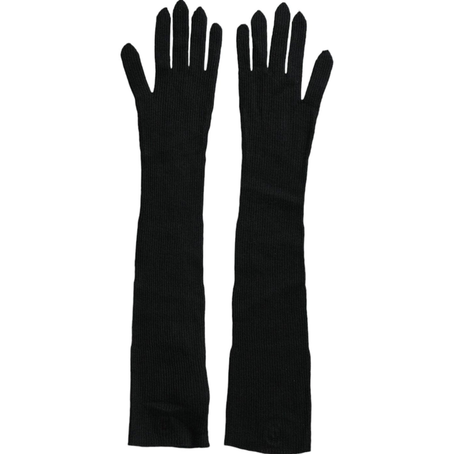 Dolce & Gabbana Black Cashmere Knitted Elbow Length Gloves Dolce & Gabbana